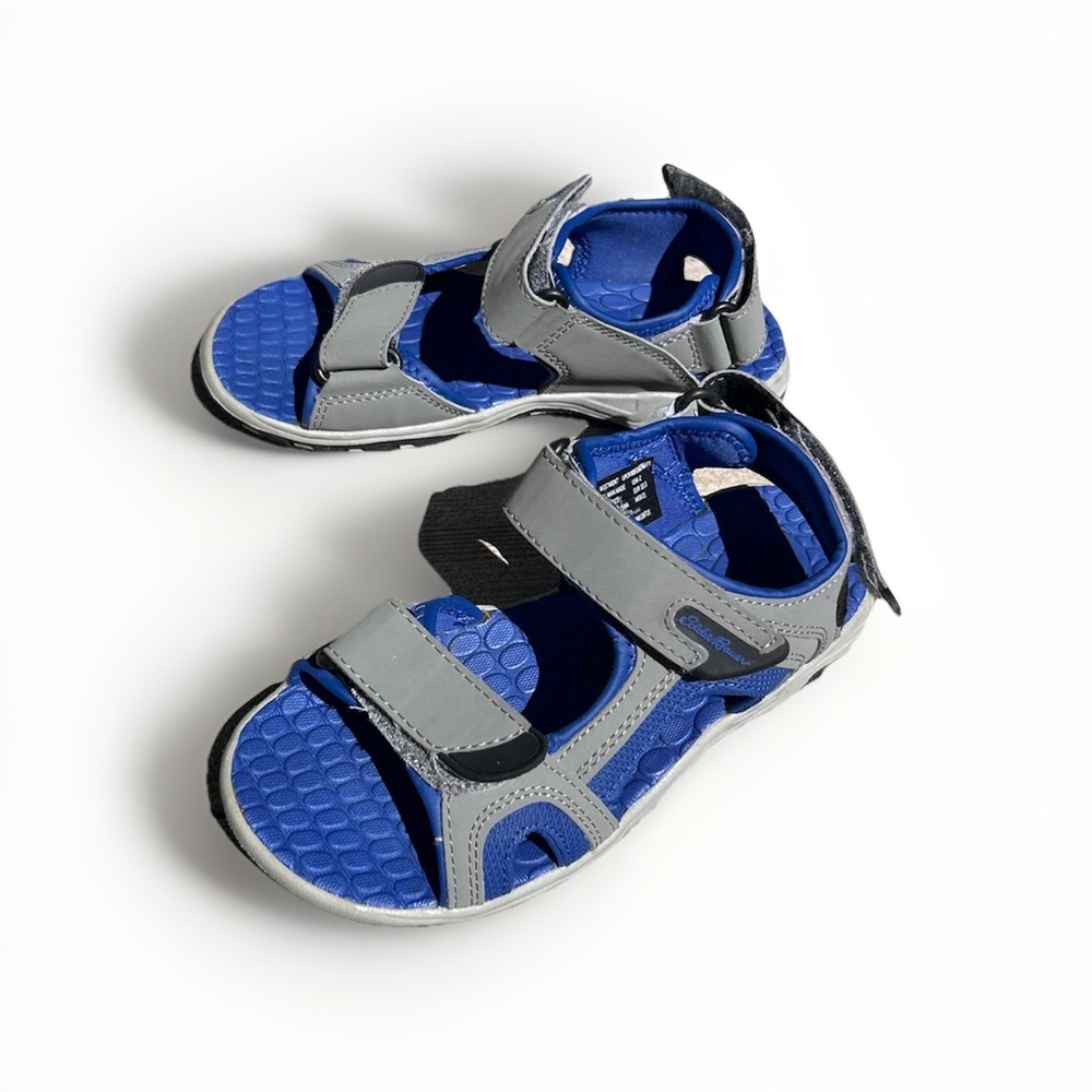 Eddie Bauer Rocky Adjustable Sandals Gray Blue Boys Size 2 Gorpcore Hiking